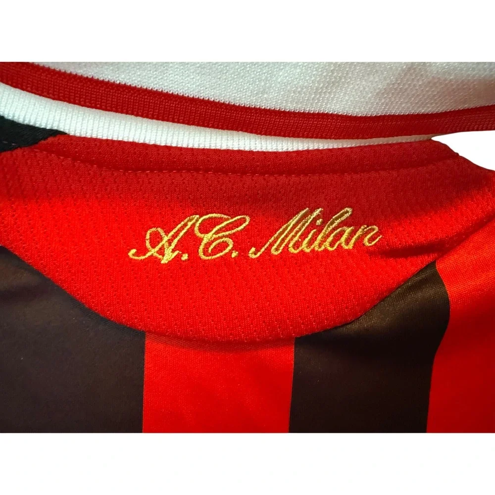 VTG Adidas AC Milan 2009-10 Home Jersey Onyewu 14 Red Black Soccer Shirt Mens XL